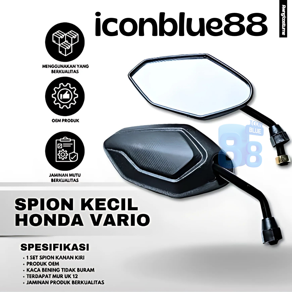 iconblue88 Kaca Spion Standar Honda Vario / Spion Honda Vario GMX Uk Kecil Mini universal semua moto