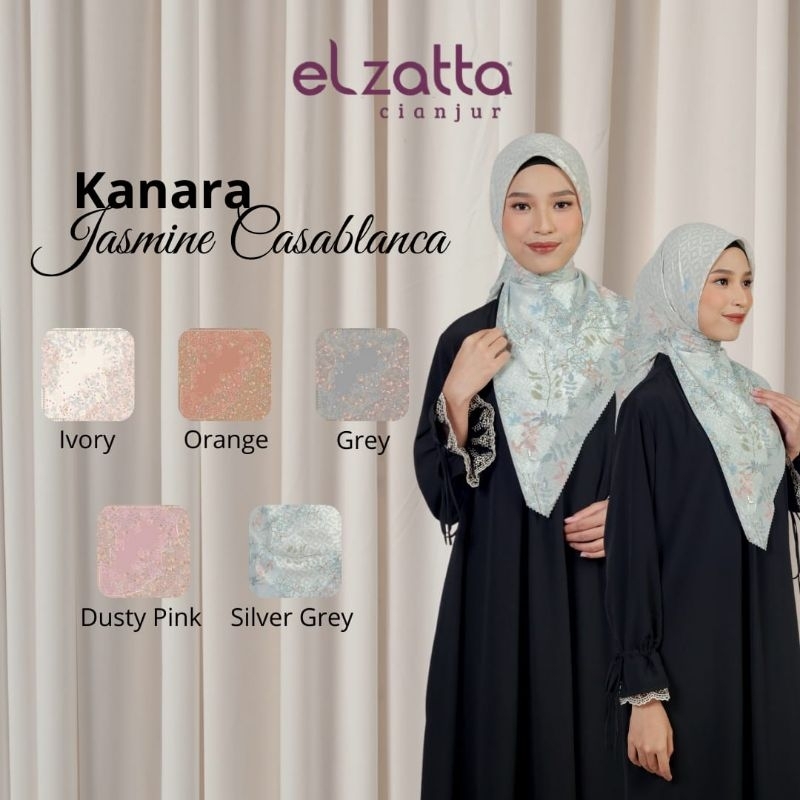 ELZATTA DAUKY HIJAB SEGI EMPAT KANARA JASMINE CASABLANCA KERUDUNG ELZATTA BAHAN VOAL PREMIUM JILBAB 