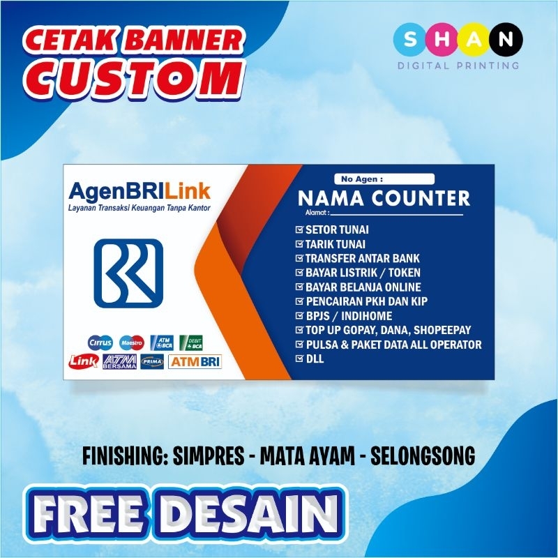 MMT BRILINK Banner Agen BRILink 200x100CM | Banner Custom FREE DESAIN