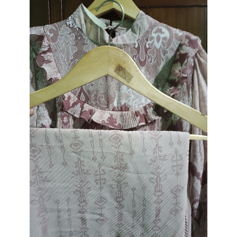 gamis plisket ceruty full furing/gamis etnik/gamis wanita/outfit wanita kekinian/midi plisket etnik 