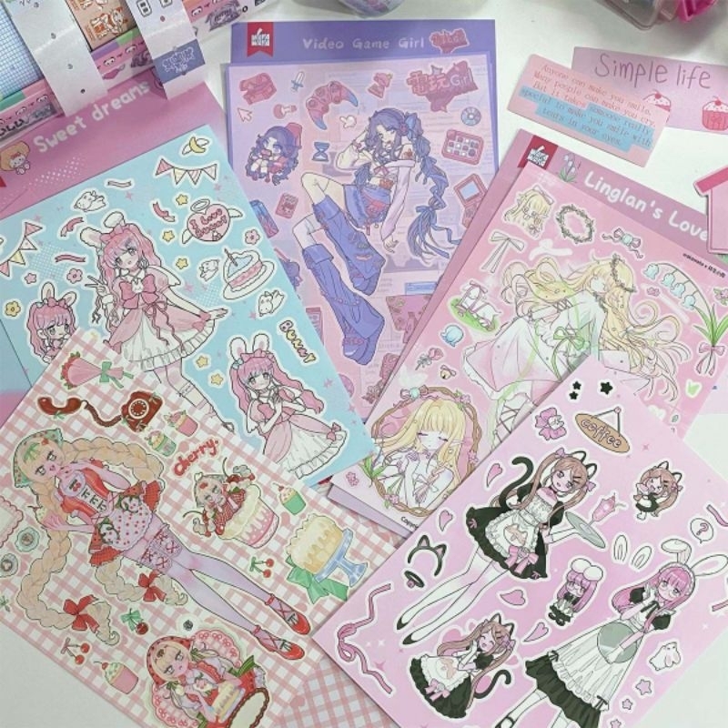 

[WindHeart] 1 lembar Sticker sheet Sweet Cool Character deco stickers 22503 ik