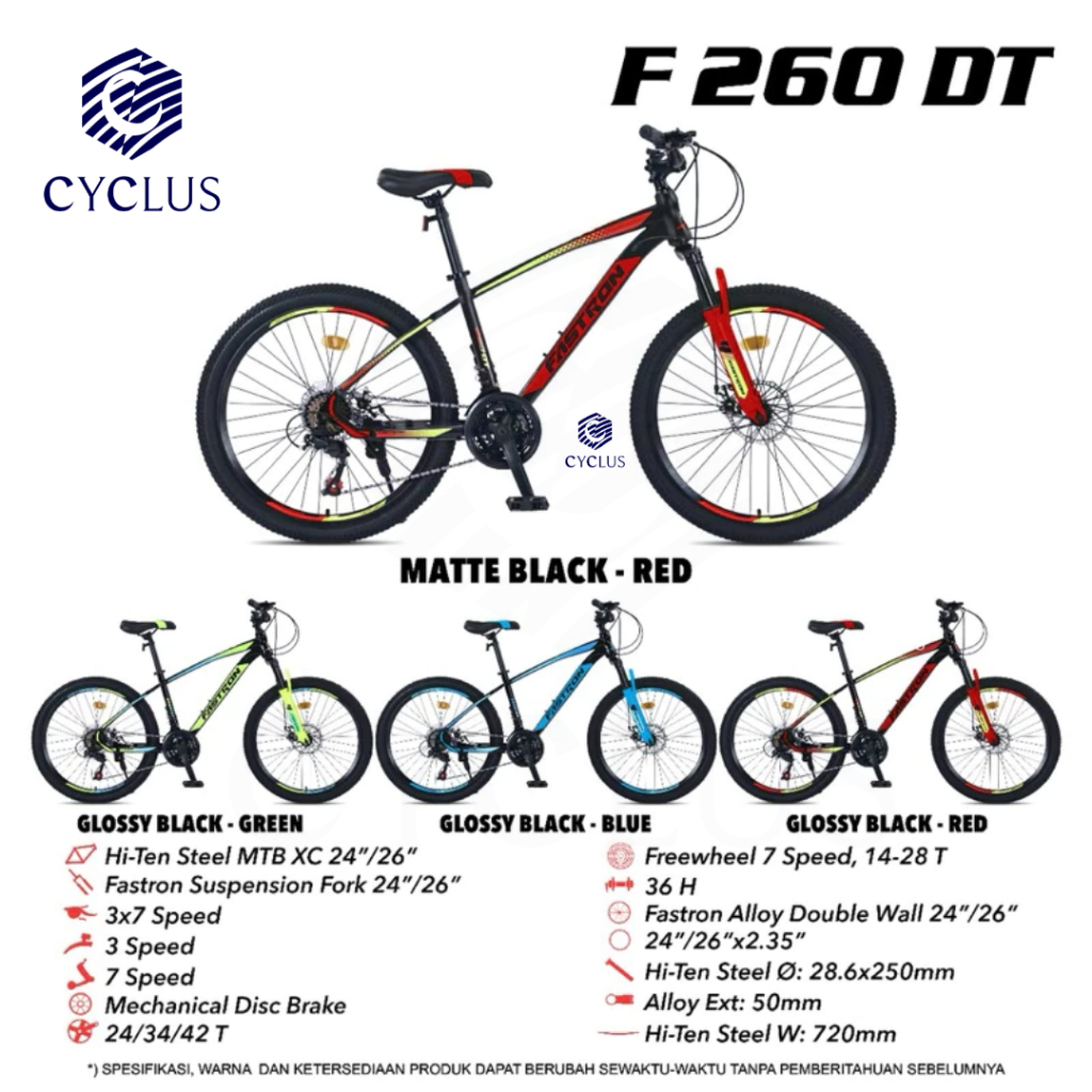 Sepeda Anak Remaja Dewasa Sepeda Gunung MTB Fastron 260 DT Steel 24 Inch 21 Speed