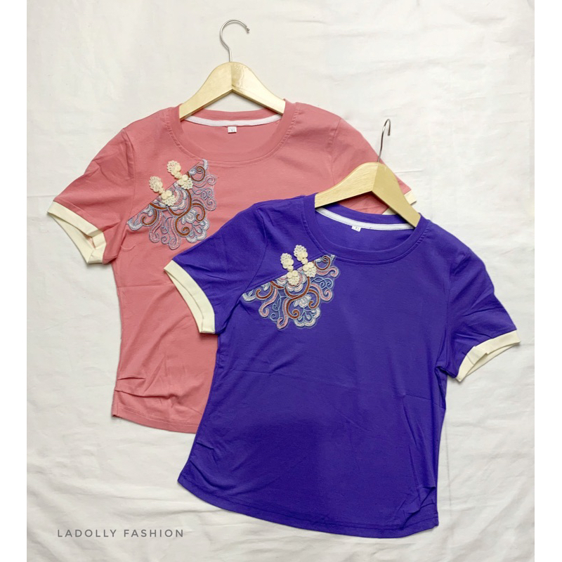 Ladolly - Kaos Import Wanita Cheongsam Bordir