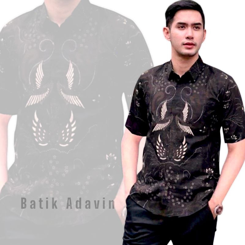 Batik Adavin Motif Sriwijaya Hitam Bahan Polikatun Premium