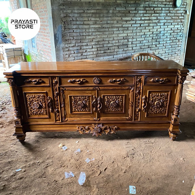 bufet tv jati bufet tv ukir jati meja tv ukiran mewah kayu jati
