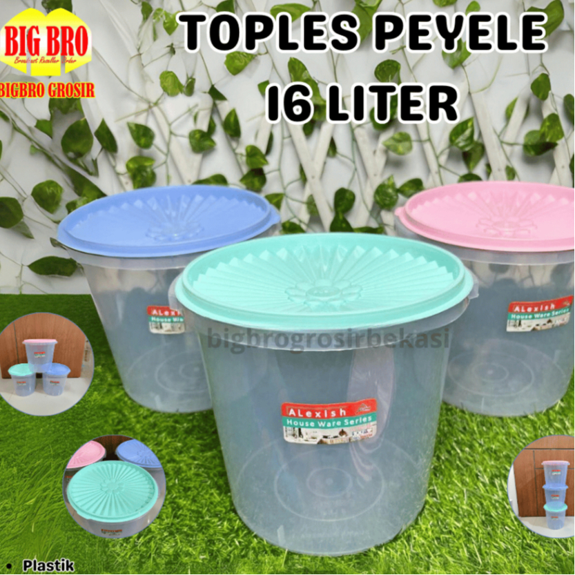 BB Toples Peyele 16 Liter Alexish | Toples Plastik Bulat Kerupuk Serbaguna