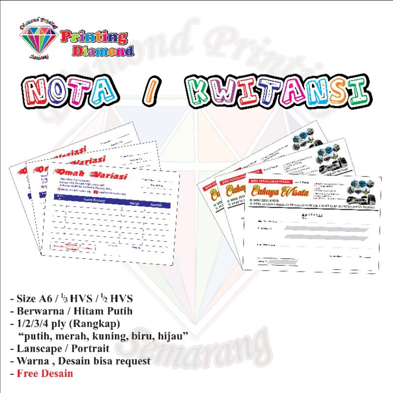 

NOTA ATAU KWITANSI COSTUM HITAM PUTIH