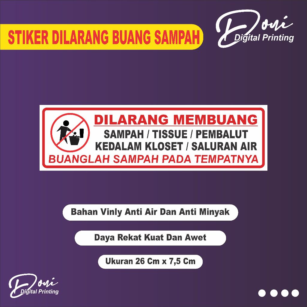 

Stiker Dilarang Buang Sampah Ke Kloset / Stiker Kloset / Stiker Dilarang Buang Sampah Kedalam Kloset