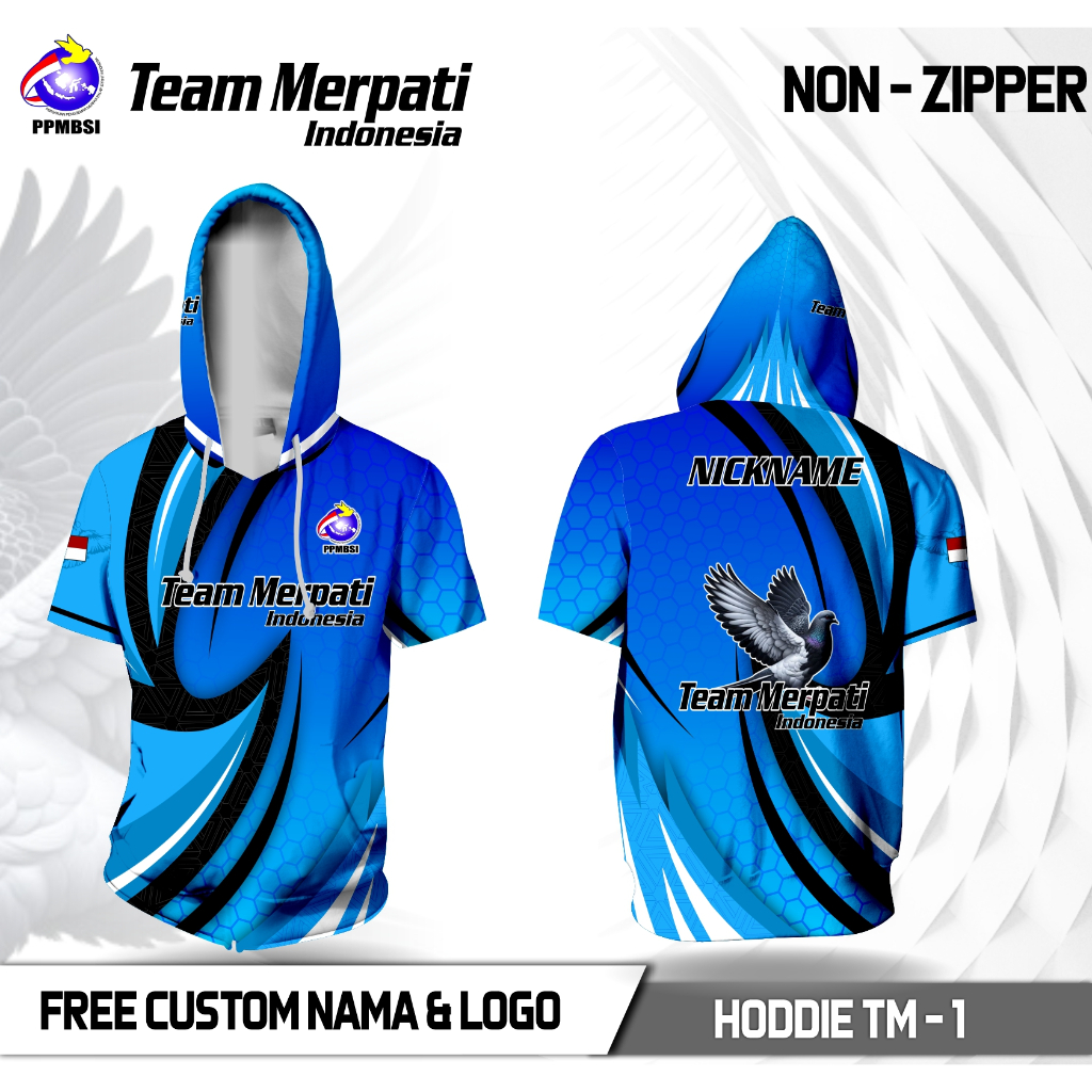 Jersey hoodie merpati baju team merpati free custom lengan pendek