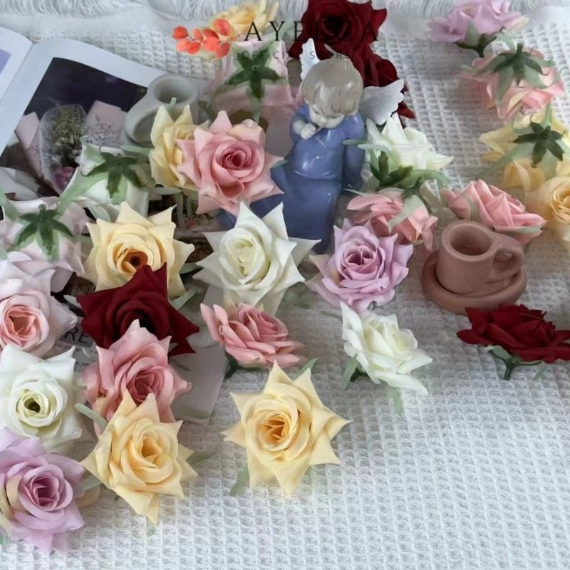 bunga mawar artificial kuntum mawar, kepala mawar