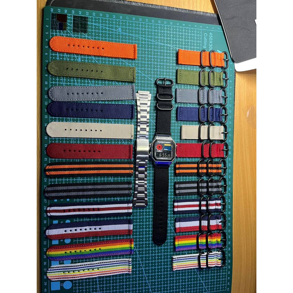 Casio AE-1200 Royale Stealth Black strap nato kanvas Military style Black ops Custom Casio Mod Royal