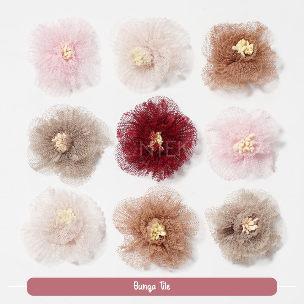 Aplikasi Tempel Bunga Tile 3D Flower Patch Bunga Jahit Baju Kebaya Pengantin Murah 1Pcs