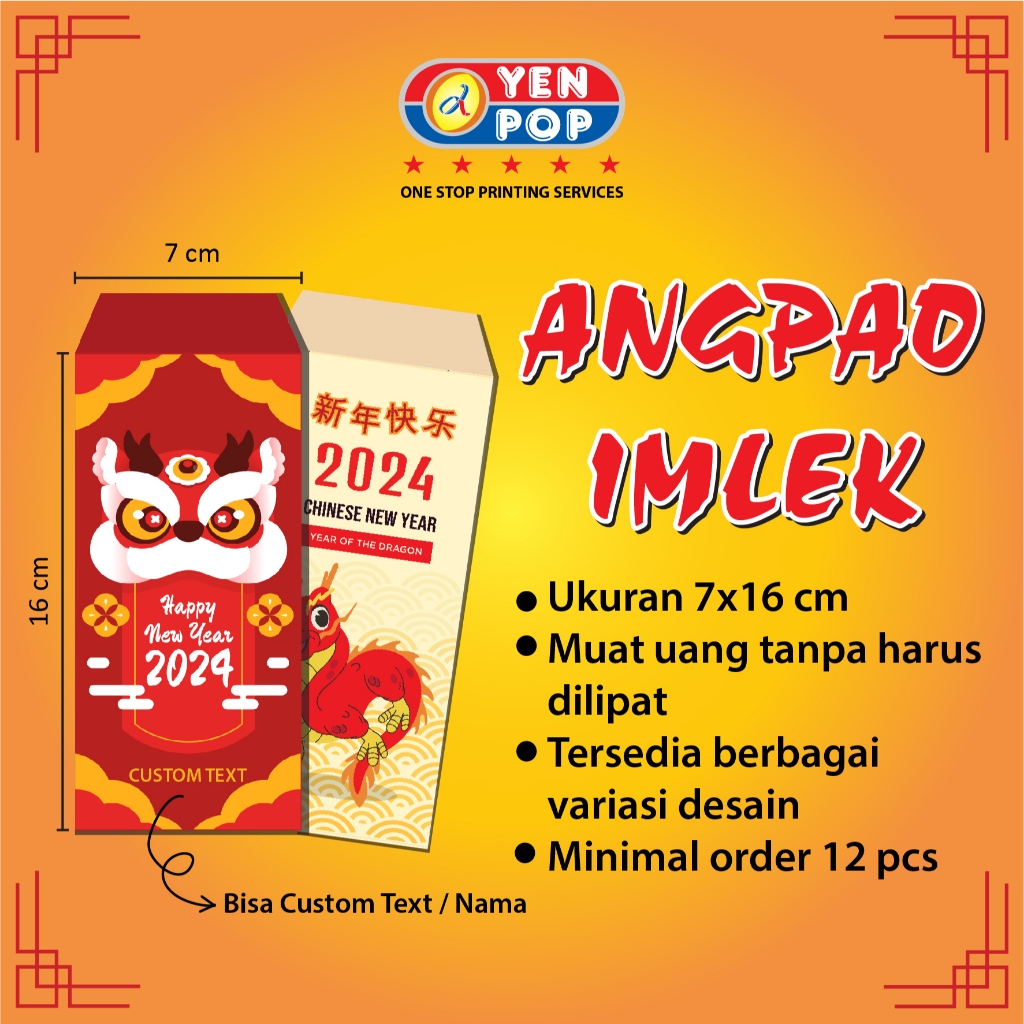 

Amplop Imlek Custom / Chinese uk. 7x16 cm ( BESAR ) Premium
