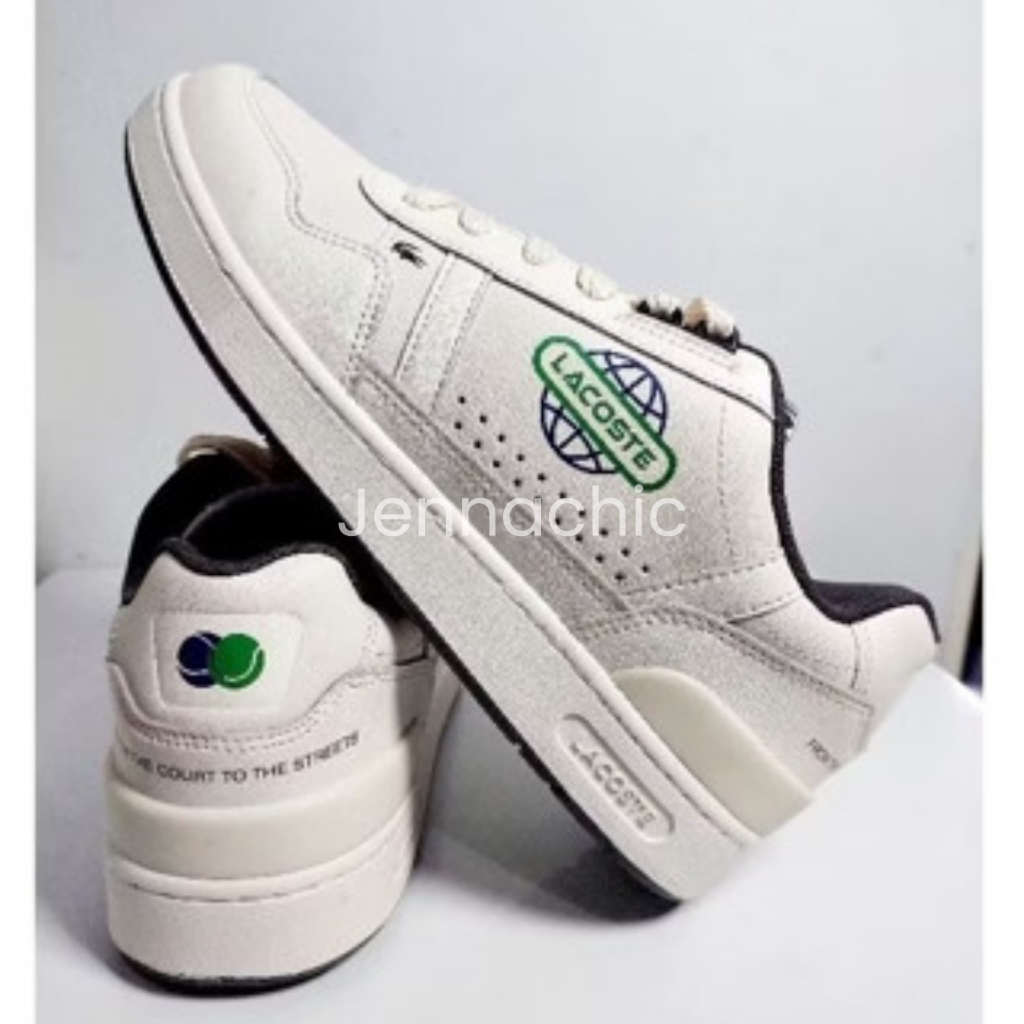 LCT8 M | LACOSTE TENNIS CLIP 223 1 SMA | WARNA OFFWHITE-BLACK | BAHAN LEATHER | SEPATU ORIGINAL