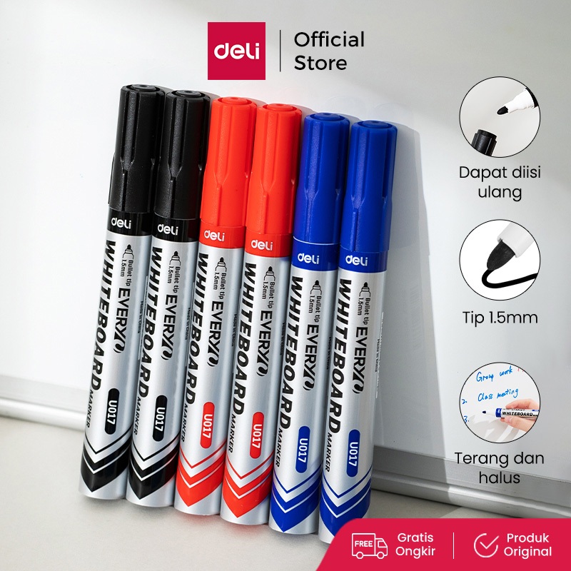 

Deli Spidol Papan Tulis / Dry Erase Marker Dapat di Refill Tebal 1.5mm EU017