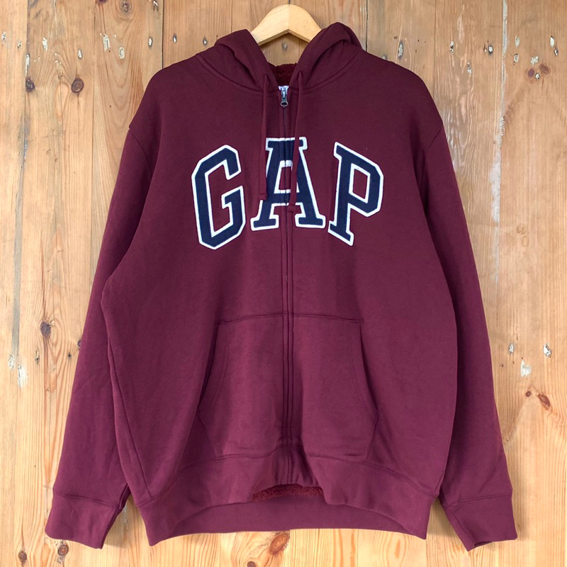 Jaket Zipper GAP Sherpa - Maroon
