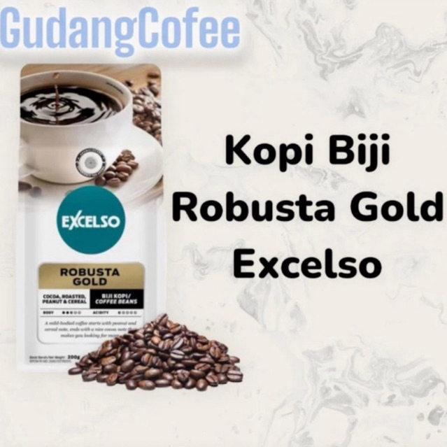 

Kopi Biji Excelso Robusta Gold 200g