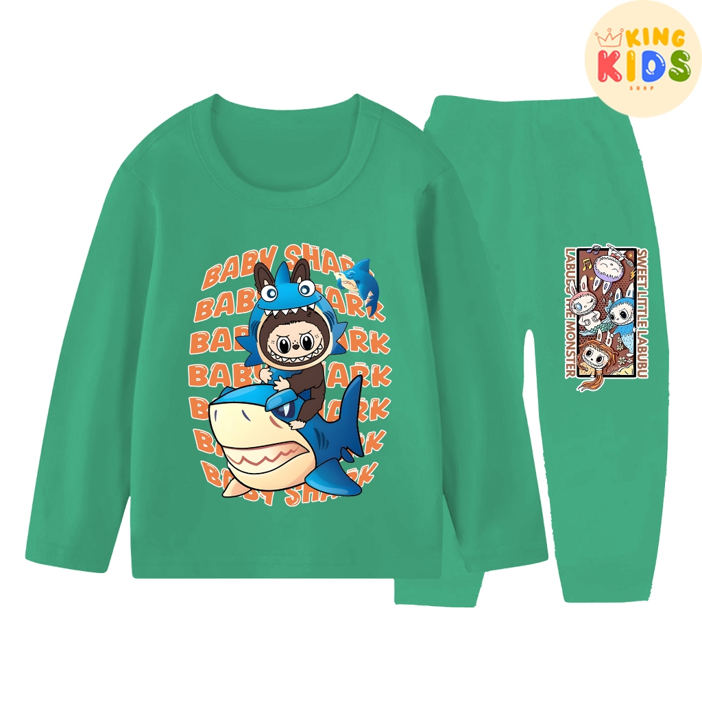 Piyama baju tidur lengan panjang anak laki-laki dan perempuan ukuran 1-10 tahun motif LABUBU BABY SH