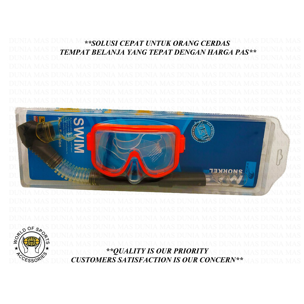 DMS KACA MATA RENANG UNTUK SELAM SNORKLE DIVING + SELANG NAFAS DEWASA