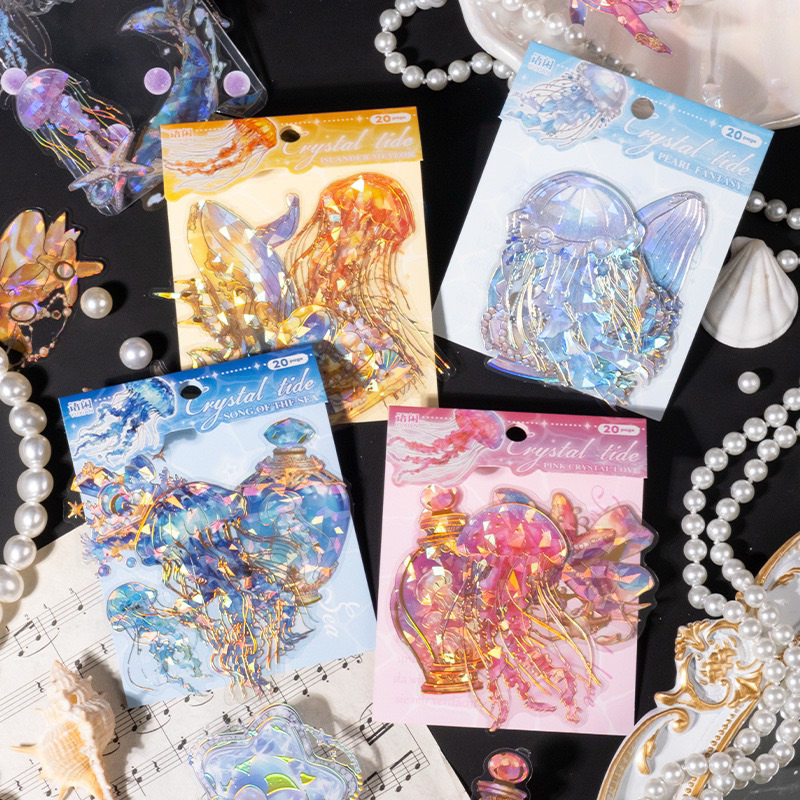 

(5AB) sticker transparan hologram ubur ubur paus ikan fish sea jellyfish pearl