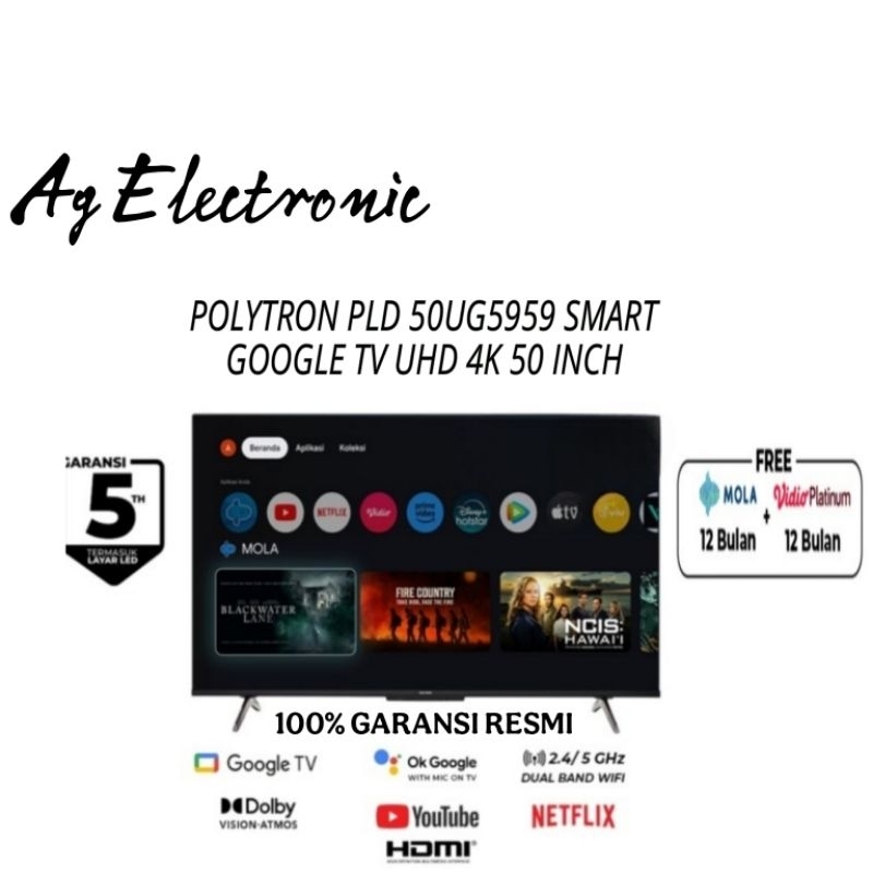 POLYTRON 50 INCH PLD 50UG5959 Google tv android 4k uhd
