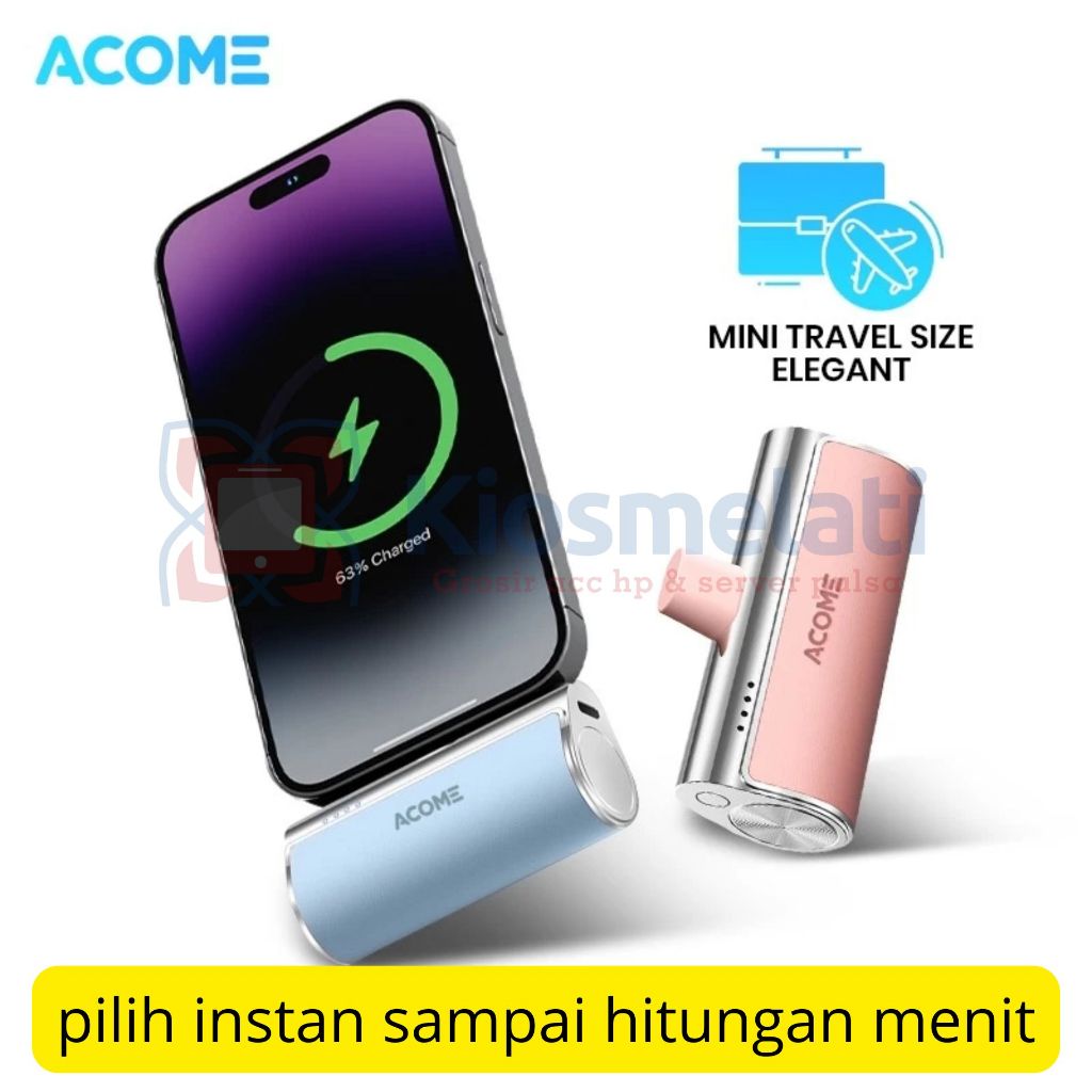 Powerbank acome Mini Portable AP045C Minimalis Light pink Original