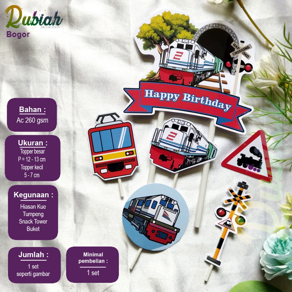 Custom Cake Toppre Nama foto karakter Kereta Api Hiasan Kue Ulang Tahun Snack Tower Tumpeng Buket