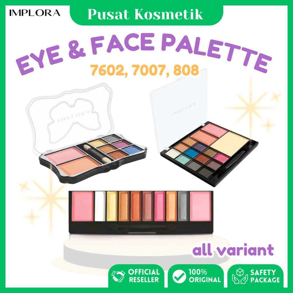 IMPLORA EYE & FACE BEAUTY EYESHADOW PALETTE AND BLUSH ON 7602, 7007, 808
