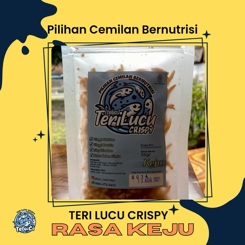 

Rasa Keju,Teri Lucu Crispy .,Teri Nasi,Teri Crispy 55 gram