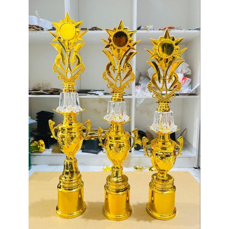 PIALA SATUAN JUARA 1-3 CUP GUCI BUNGA EMAS KACA TINGGI tinggi 48-55 cm