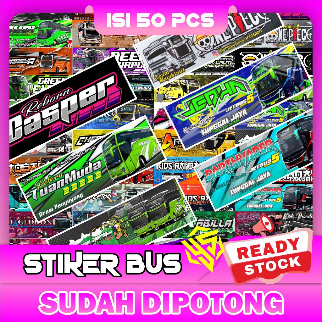 

50 Pcs STICKER BUS BASURI PANJANG