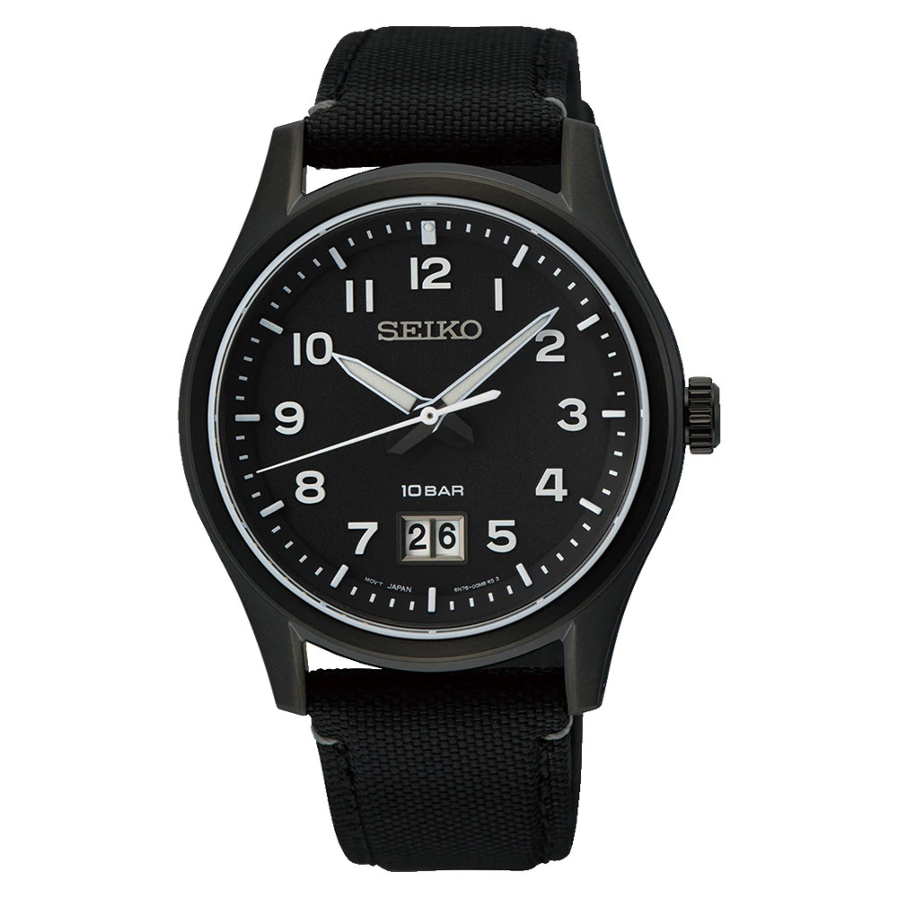 Seiko SUR571P1 Discover More Black Dial Black Nylon Strap - Jam Tangan Pria Seiko Original