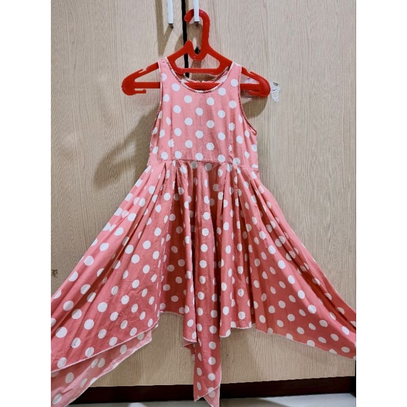 dress gaun anak polkadot merah putih