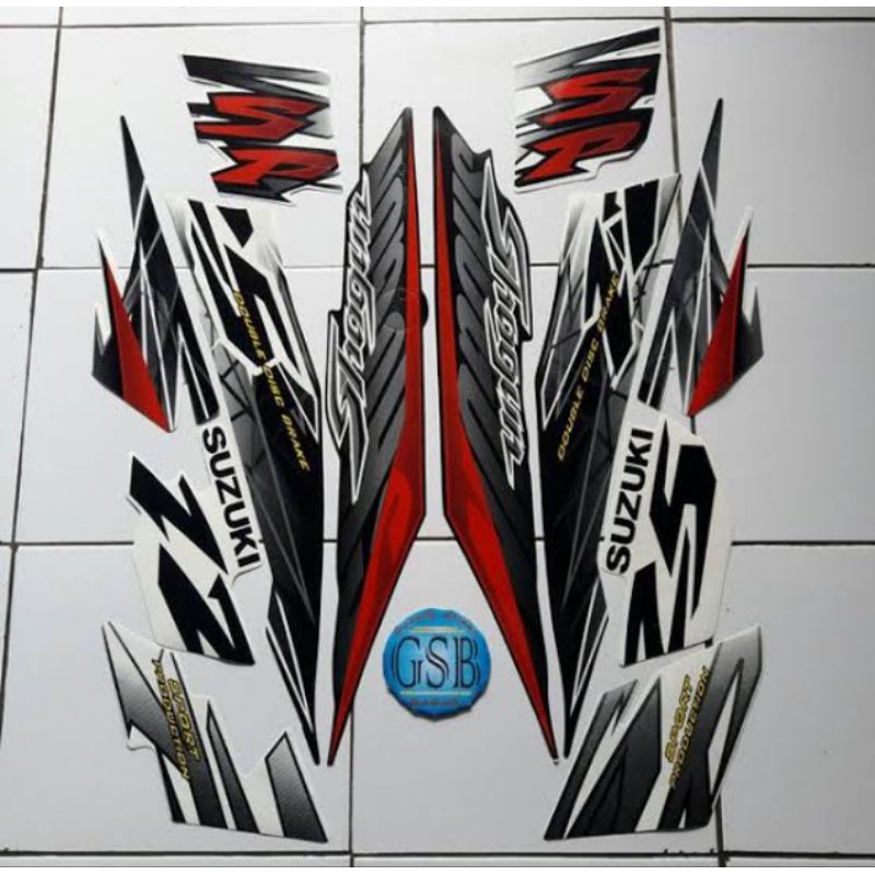 striping stiker list body Suzuki Shogun sp 125 THN 2007 putih