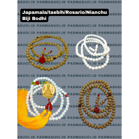 Padma Suci.id : Japamala/tasbih/Rosario/Nianchu Biji Bodhi putih bulat