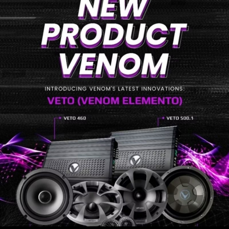 Paket Audio Mobil Venom Veto power 4Channel Monoblock Spraker Split Coaxial Subwoofer Garansi Resmi 