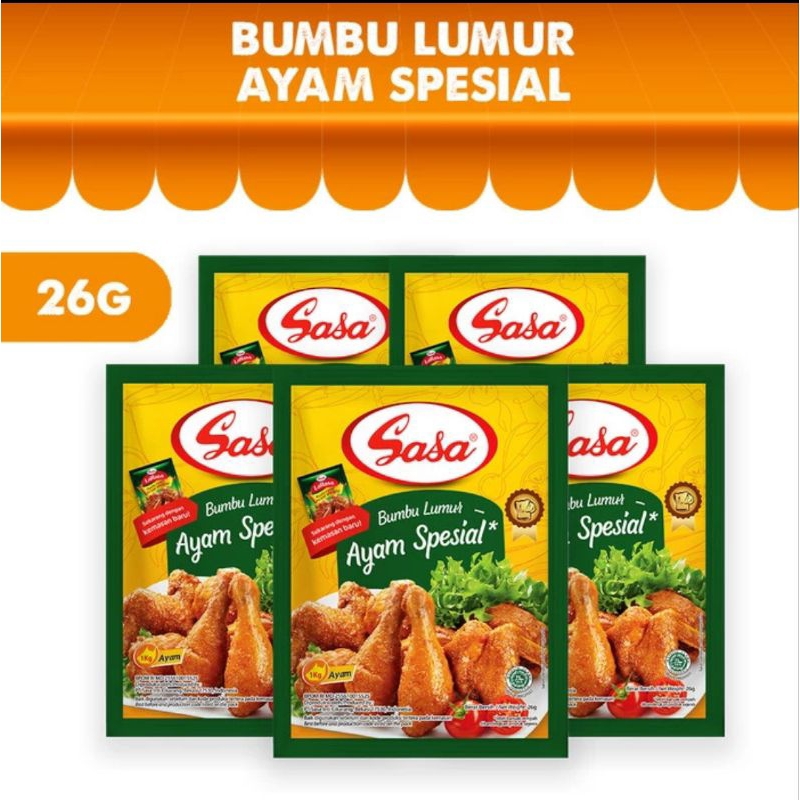 

Sasa Bumbu Lumur Ayam Spesial 26Gr Isi 5pc / Bumbu Marinasi dari Sasa