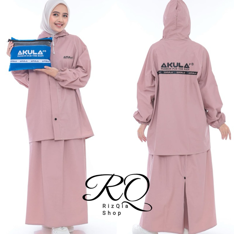 Jas Hujan AKULA tipe Rok / Jas Hujan Dewasa Wanita / Jas Hujan Dewasa Premium Muslimah