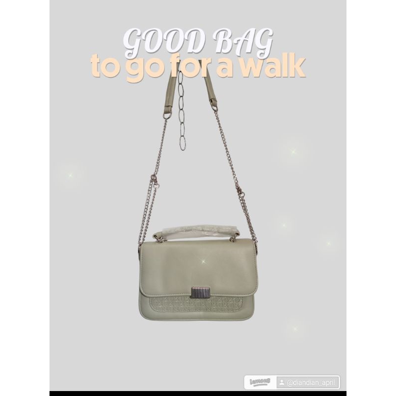 tas wanita sling bag sage green