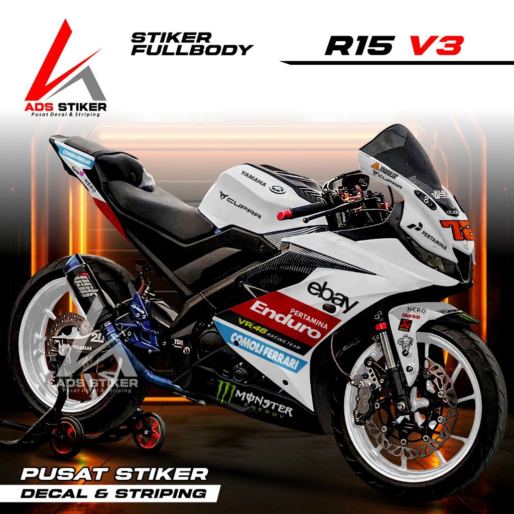 Bisa COD Decal Stiker R15 V3 Full Body - Sticker Striping Decal R15 V3 Motip Vr 46 2024