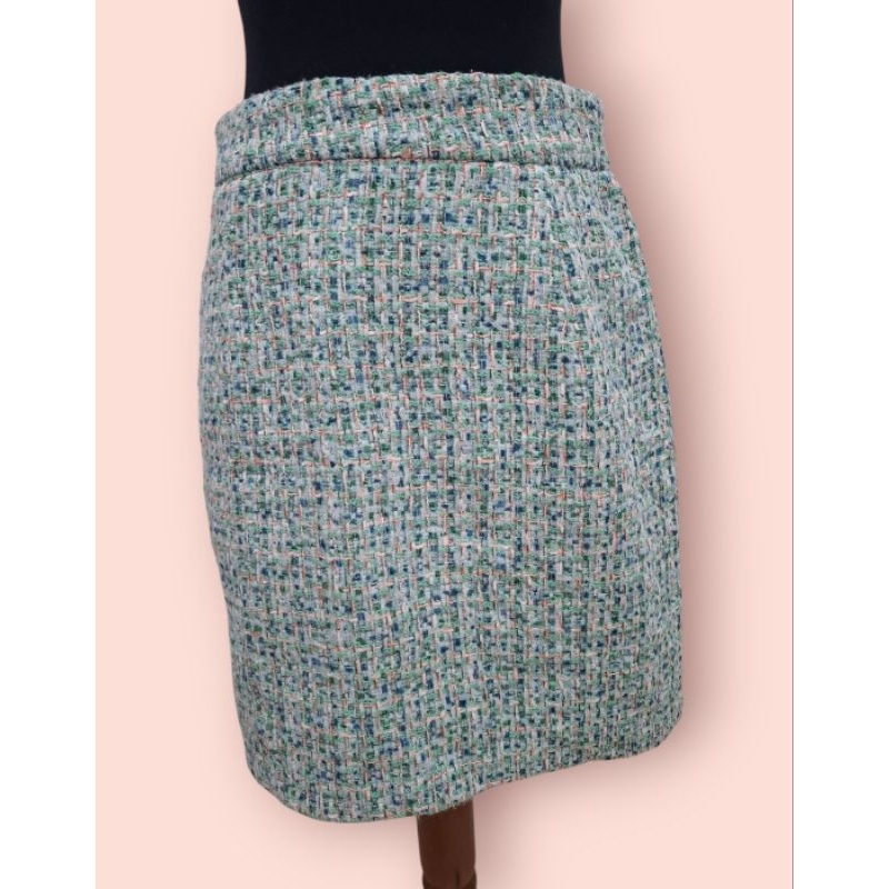 Rok tweed warna hijau