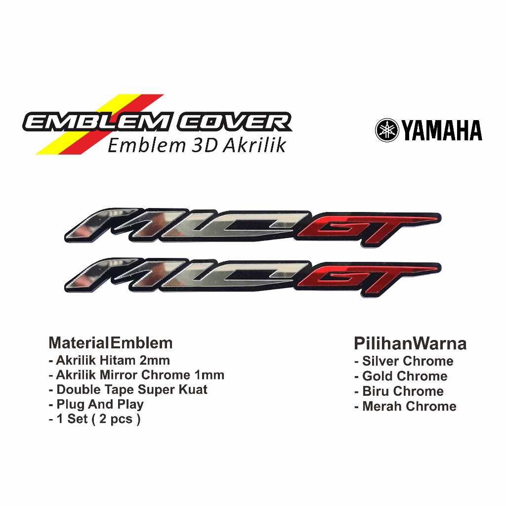 stiker motor 3d yamaha mio gt sepasang emblem 3 d yamaha mio  stiker body