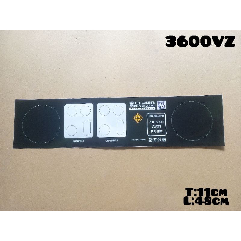 Stiker belakang power amplifier model crown 5002vz 3600vz universal 48 cm