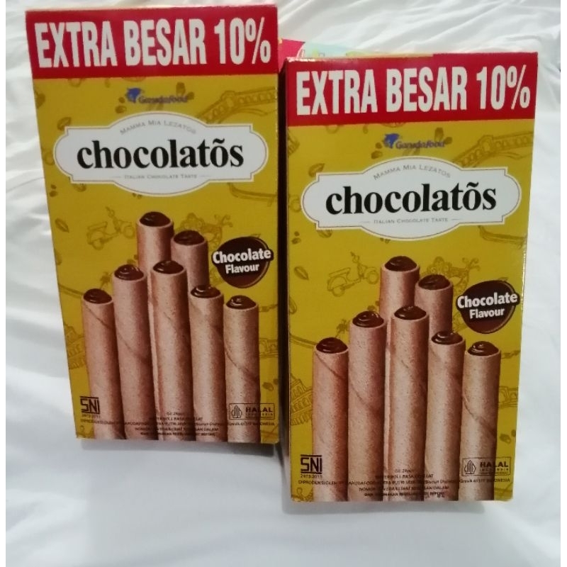 

Chocolatos Italian Chocolate Taste WAFER ROLL RASA COKLAT - 1 BOX Isi 24 Pcs - Harga Tertera Per 1 Box