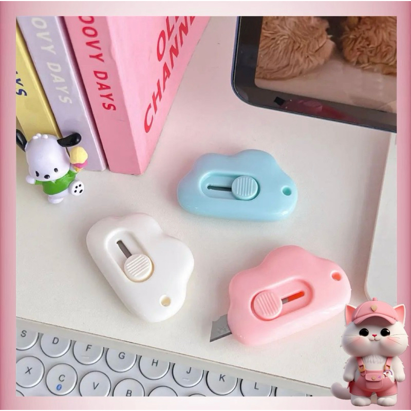 

N04 Cutter Mini Bentuk Awan Lucu Pisau Kecil Pemotong Kertas Portable