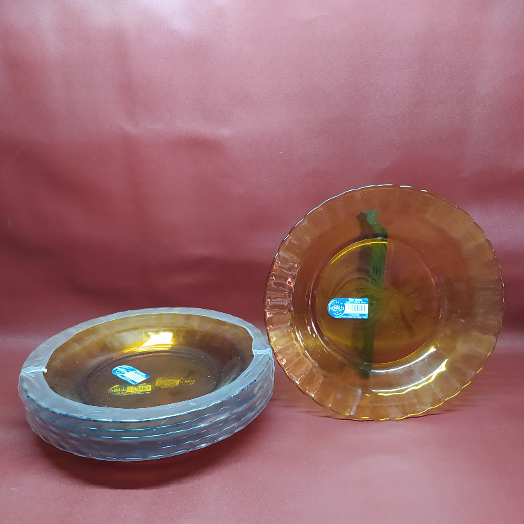 DURALEX LYS PLATE - Piring Makan Kaca Coklat - Glass Dinner Dessert Plate/ Paris Vermeil 23cm/9inch 