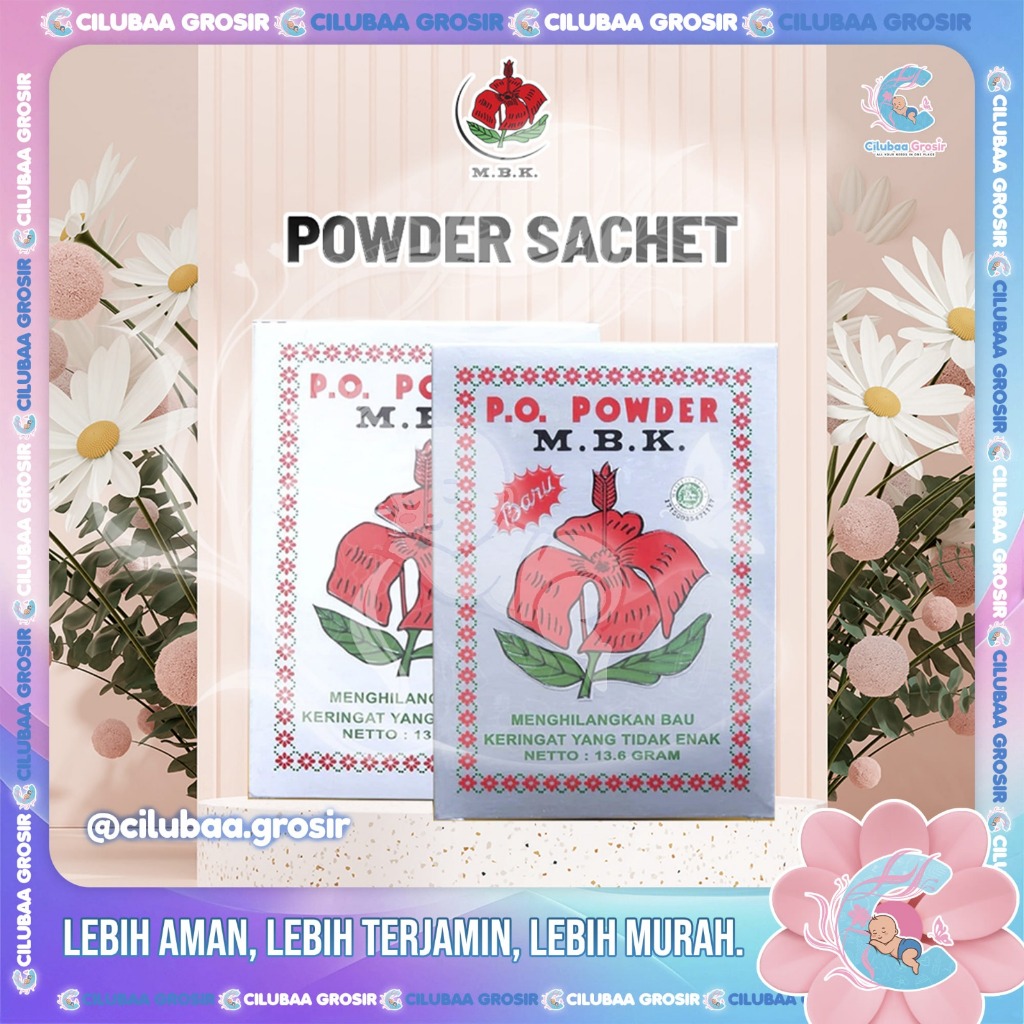 M.B.K PO Powder Sachet 13.6g || MBK Bedak Tabur Penghilang Bau Badan || Menghilangkan Bau Keringat |
