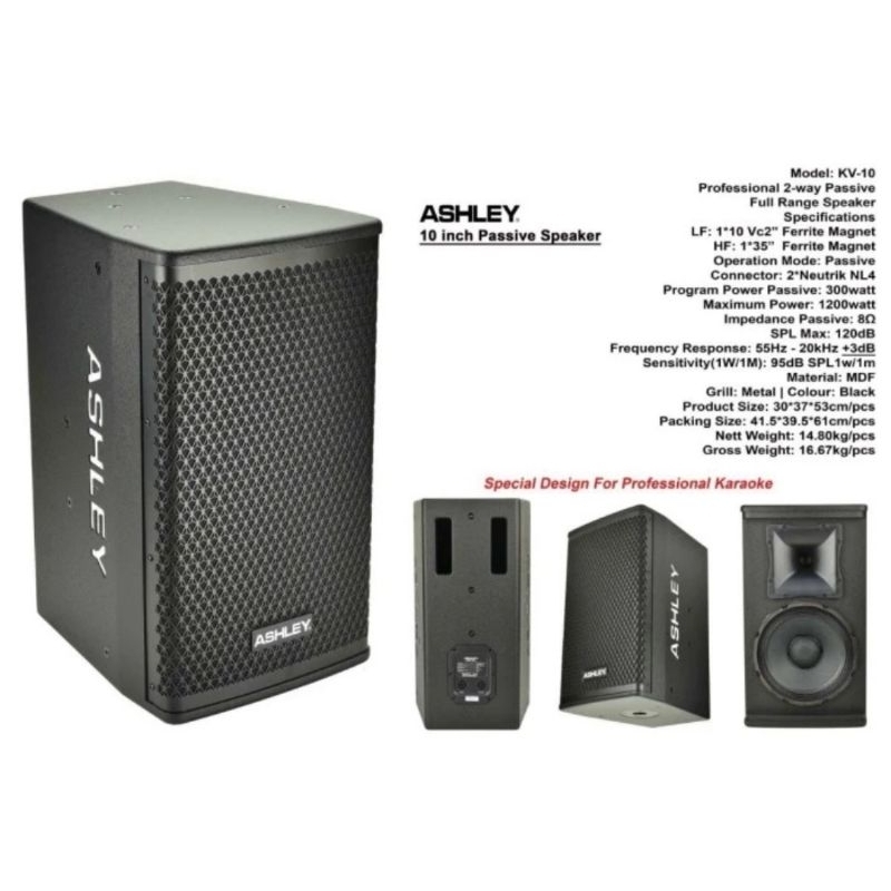 SPEAKER PASSIVE ASHLEY KV-10 SPEAKER PASIF ASHLEY KV 10 ORIGINAL 10INCH