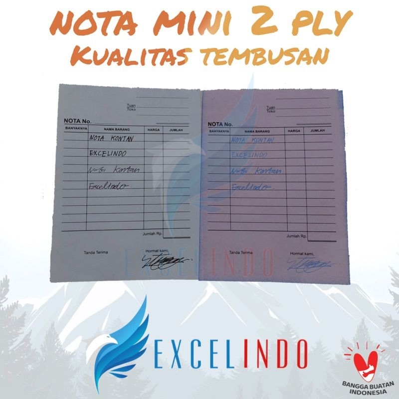 

nota mini ncr 2 ply HVs putih 2 rangkap 1 pak isi 10 buku