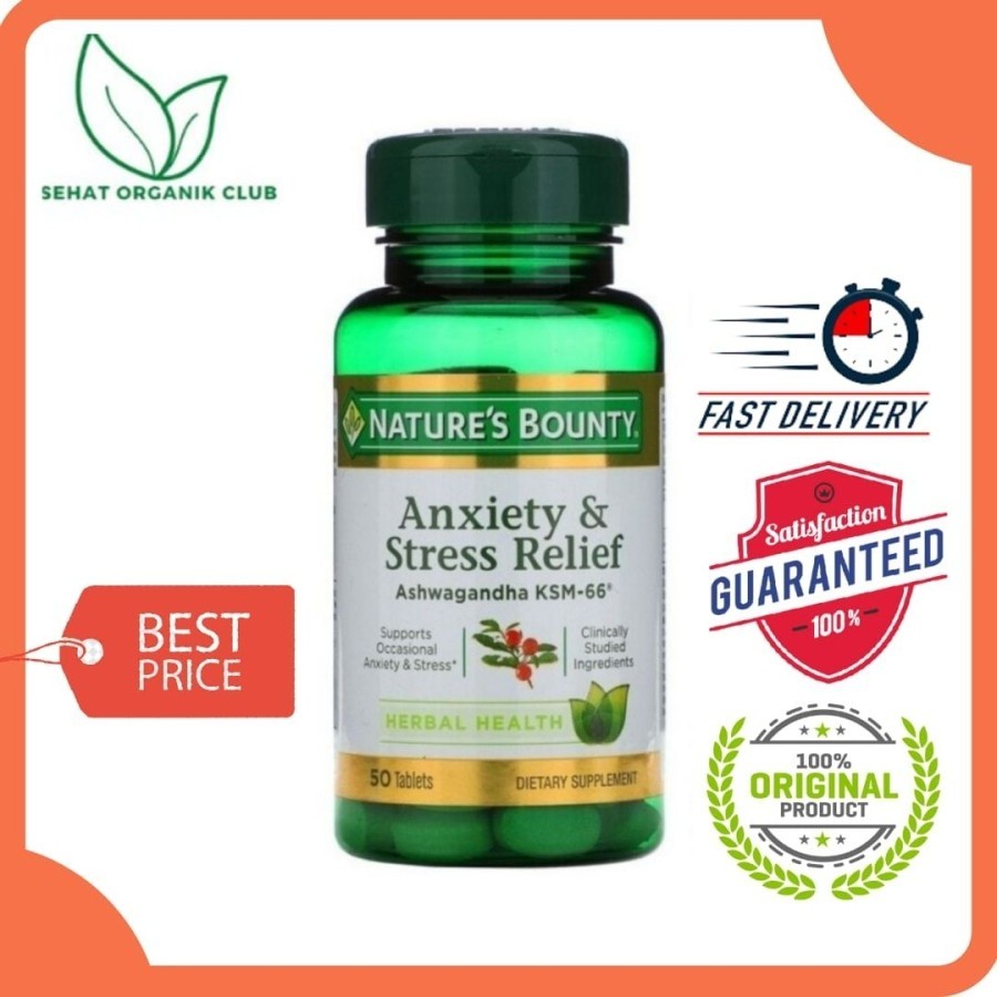 Nature's Bounty Anxiety & Stress Relief Ashwagandha KSM-66 50 Tabs